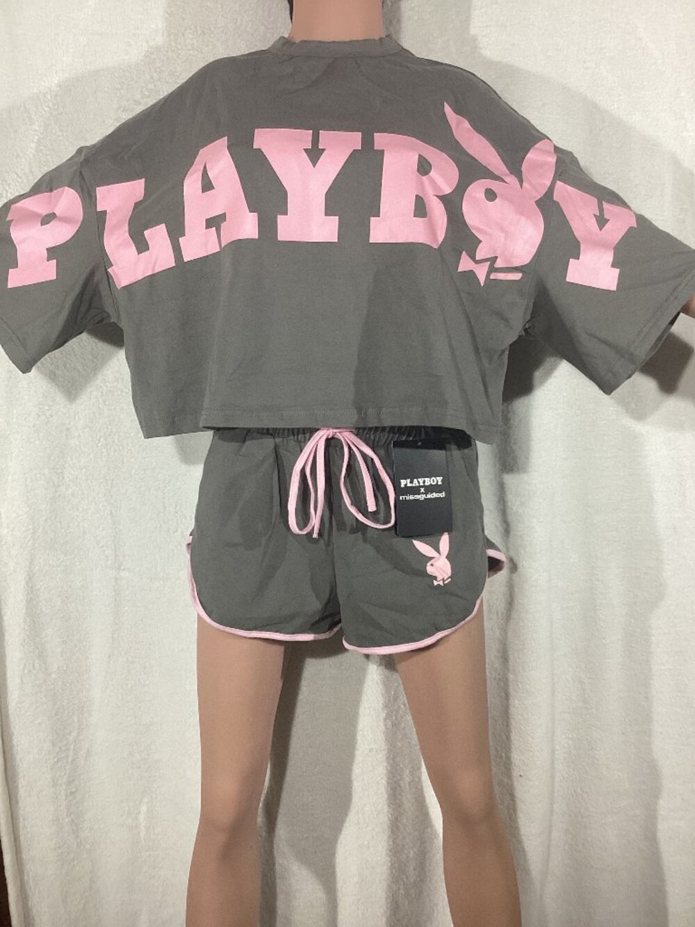 NWT Deadstock Missguided x Playboy Oversized Tee & Dolphin Shorts Set XS